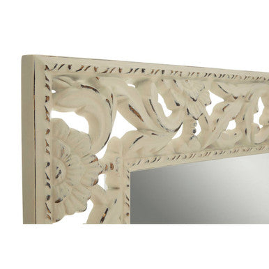 Orsina Hilda Antique White Baroque Wall Mirror – Floral Openwork Design
