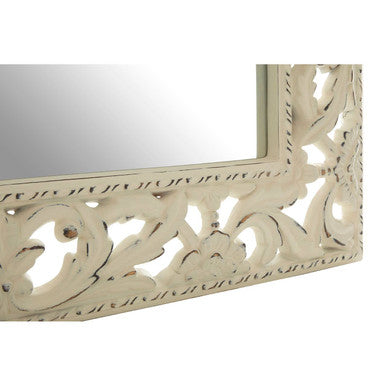 Orsina Hilda Antique White Baroque Wall Mirror – Floral Openwork Design