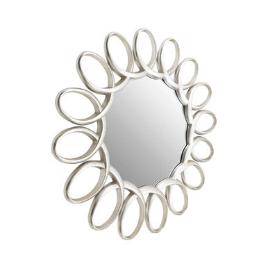 Orsina Sabatino Round Wall Mirror – Large Pewter Sculptural Mirror
