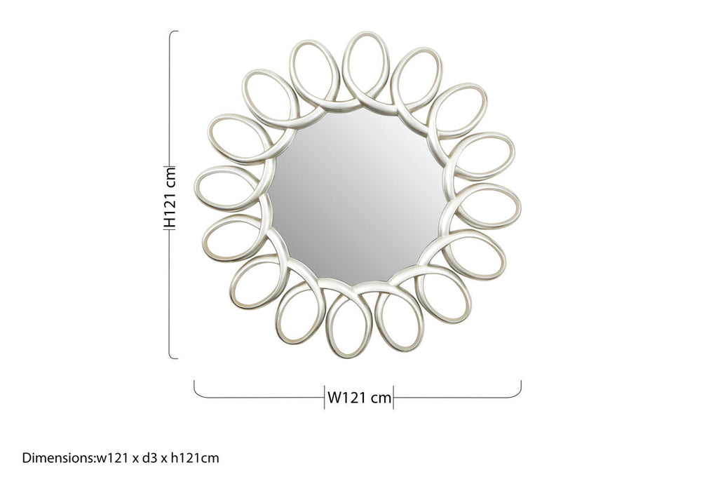 Orsina Sabatino Round Wall Mirror – Large Pewter Sculptural Mirror