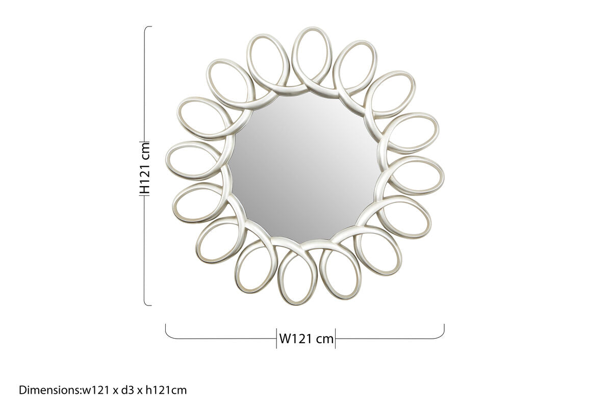 Orsina Sabatino Round Wall Mirror – Large Pewter Sculptural Mirror