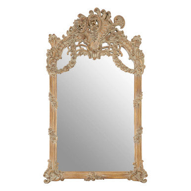 Orsina Sarai Wall Mirror – Tall Ornate Ivory Floral Statement Mirror