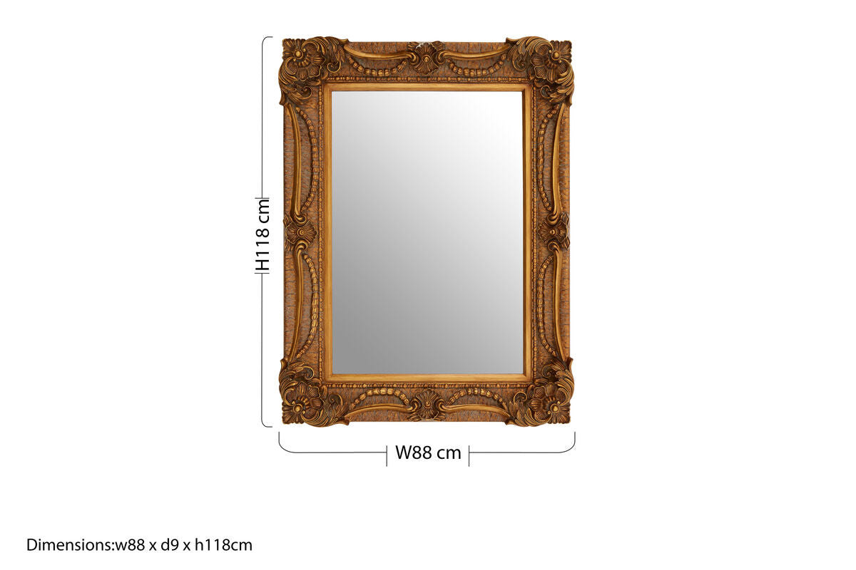 Orsina Sonnet Wall Mirror – Ornate Antique Pewter Decorative Frame