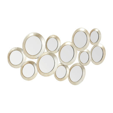 Orsina Marcia Silver Wall Mirror – Modern Round Metal Bubble Decor
