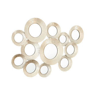 Orsina Marcia Round Wall Mirror – Hammered Silver Textured Frame