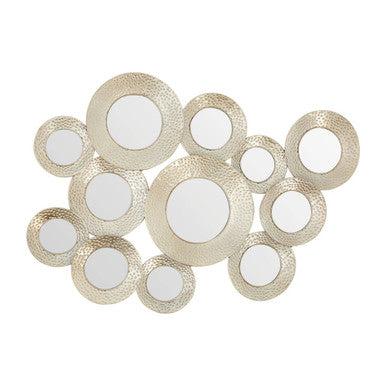 Orsina Marcia Round Wall Mirror – Hammered Silver Textured Frame