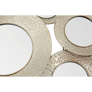Orsina Marcia Round Wall Mirror – Hammered Silver Textured Frame