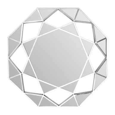 Orsina Marcia Silver Octagonal Wall Mirror – Geometric Lattice Decor