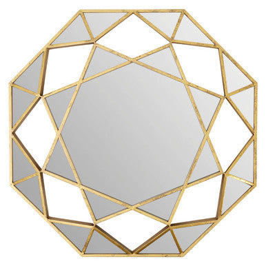 Orsina Marcia Gold Octagonal Wall Mirror – Geometric Metal Lattice Decor