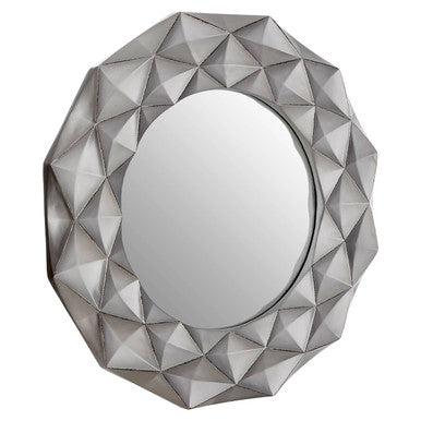 Orsina Hexa 3D Effect Wall Mirror – Light Silver Geometric Frame