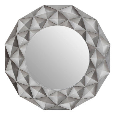 Orsina Hexa 3D Effect Wall Mirror – Light Silver Geometric Frame