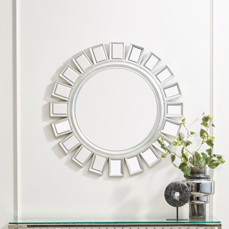 Orsina Inti Silver Wall Mirror – Modern Geometric Bevelled Glass