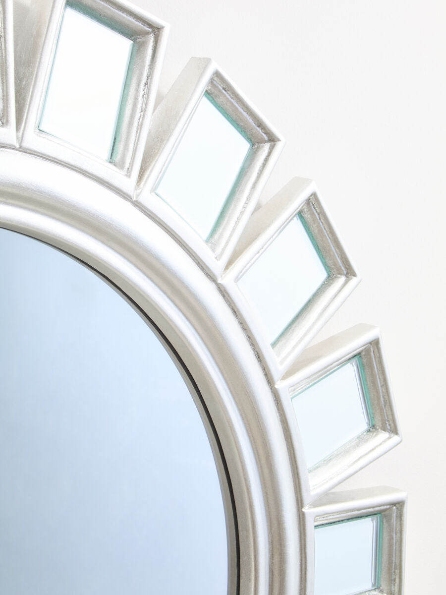 Orsina Inti Silver Wall Mirror – Modern Geometric Bevelled Glass