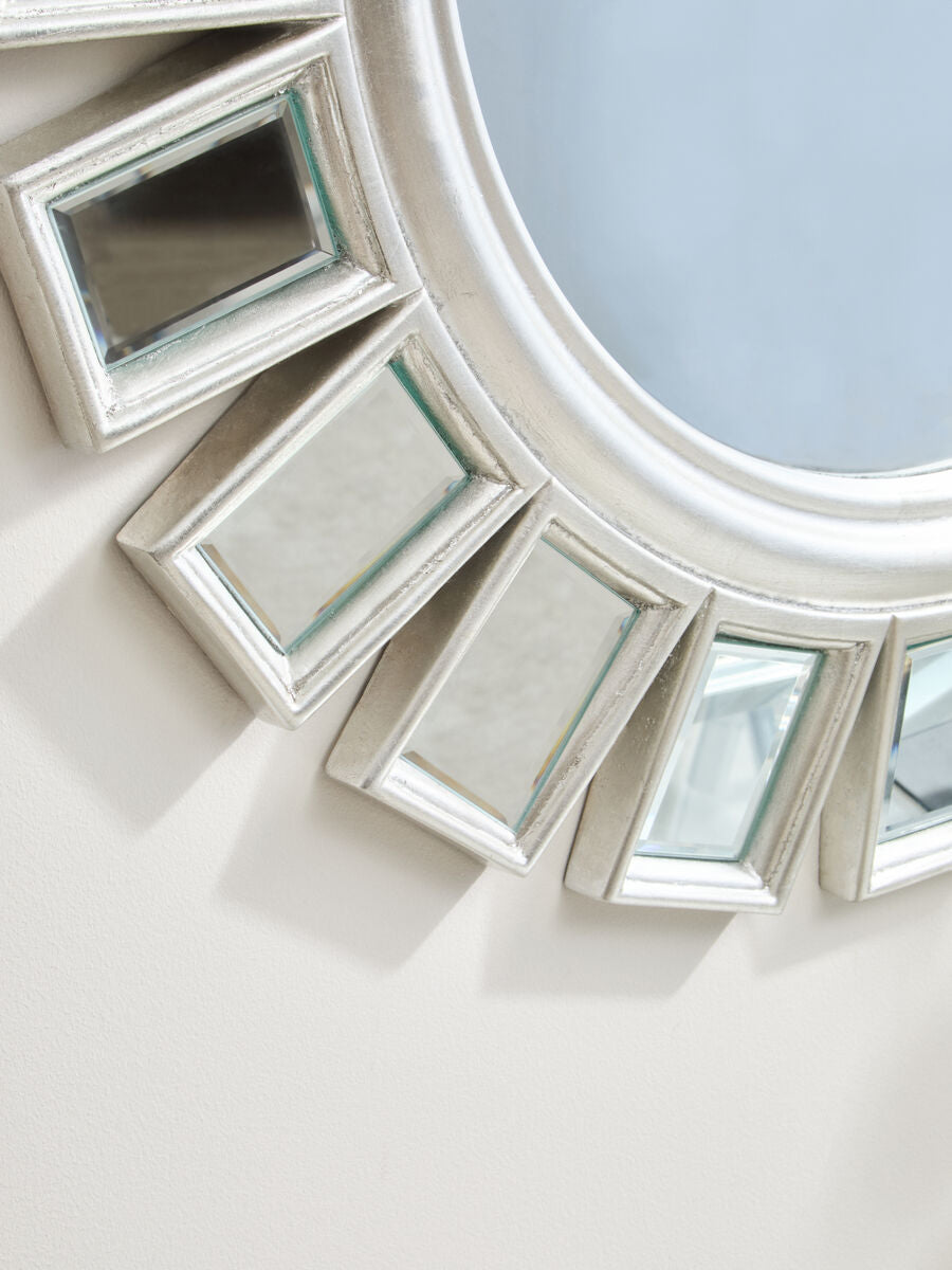 Orsina Inti Silver Wall Mirror – Modern Geometric Bevelled Glass