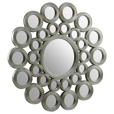 Orsina Maris Silver Wall Mirror – Modern Round Sculptural Metal Art