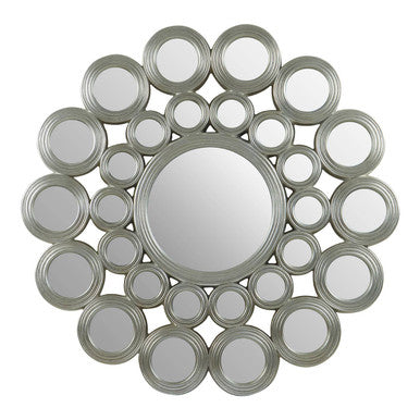 Orsina Maris Silver Wall Mirror – Modern Round Sculptural Metal Art