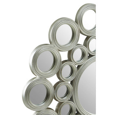 Orsina Maris Silver Wall Mirror – Modern Round Sculptural Metal Art