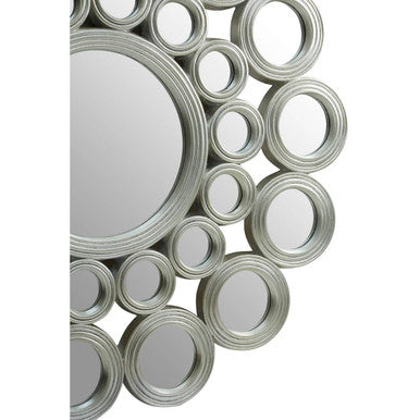 Orsina Maris Silver Wall Mirror – Modern Round Sculptural Metal Art