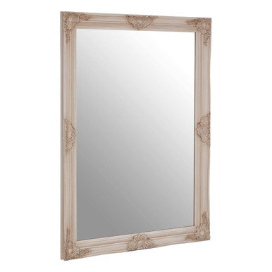 Orsina Arris Antonio White Wall Mirror – Rectangular Floral Carved Frame