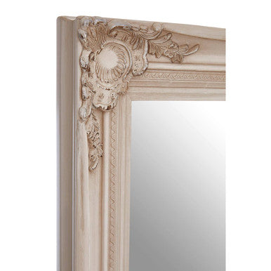 Orsina Arris Antonio White Wall Mirror – Rectangular Floral Carved Frame