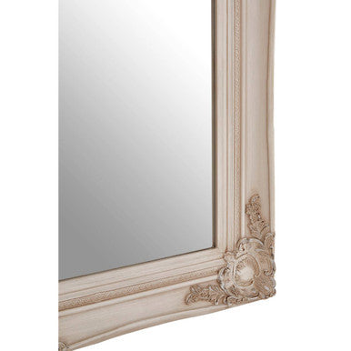 Orsina Arris Antonio White Wall Mirror – Rectangular Floral Carved Frame