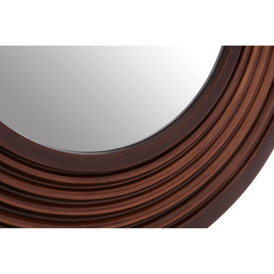 Orsina Cocoa Concentric Frame Round Wall Mirror – Textured Brown