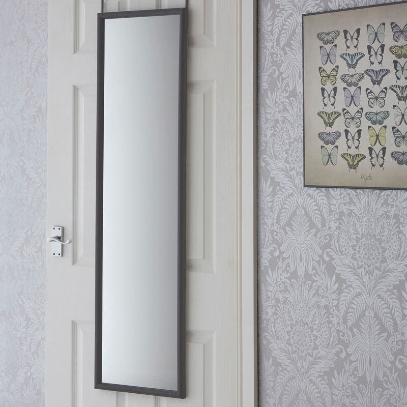 Orsina Over Door Full Length Mirror – Grey Plastic Frame Space-Saving