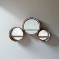 Orsina Trinity Round Wall Mirrors with Wood Shelves - Set of 3