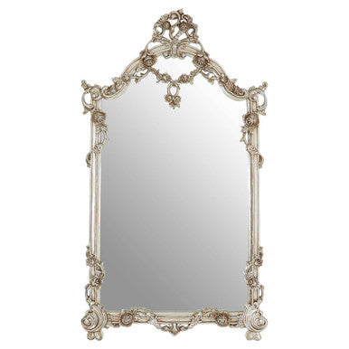Orsina Juliet Rectangular Wall Mirror – Neoclassical Champagne Silver