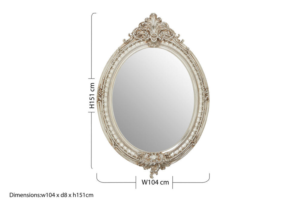 Orsina Juliet Champagne Oval Wall Mirror – Ornate Neoclassical Frame