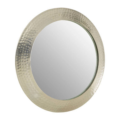 Orsina Templar Round Wall Mirror – Pewter Finish Textured Iron Frame