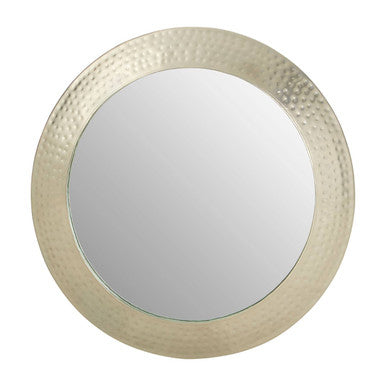 Orsina Templar Round Wall Mirror – Pewter Finish Textured Iron Frame
