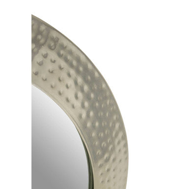 Orsina Templar Round Wall Mirror – Pewter Finish Textured Iron Frame