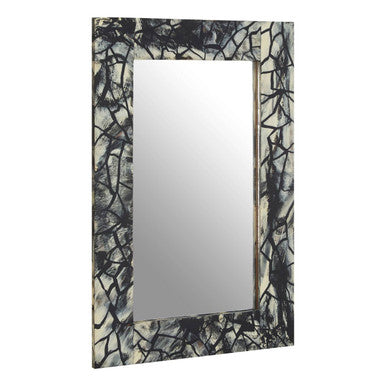 Orsina Aliso Wall Mirror – Rectangular Black and Grey Mosaic Frame
