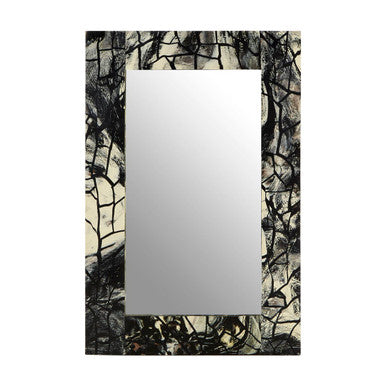 Orsina Aliso Wall Mirror – Rectangular Black and Grey Mosaic Frame