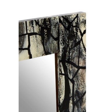 Orsina Aliso Wall Mirror – Rectangular Black and Grey Mosaic Frame