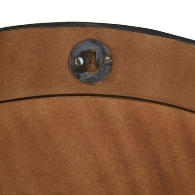 Orsina Rova Round Wall Mirror – Modern Black and Gold Wood Grain Accent