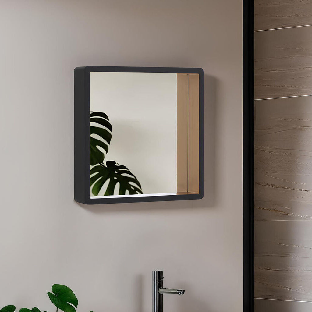 Orsina Bisha Small Black Wall Mirror with Gold Edge – Bevelled Glass