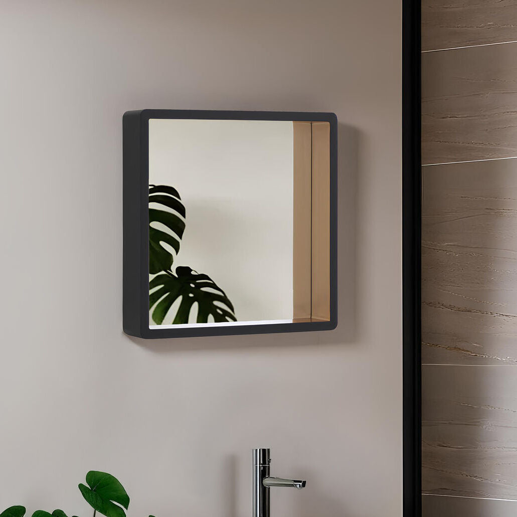 Orsina Bisha Small Black Wall Mirror with Gold Edge – Bevelled Glass