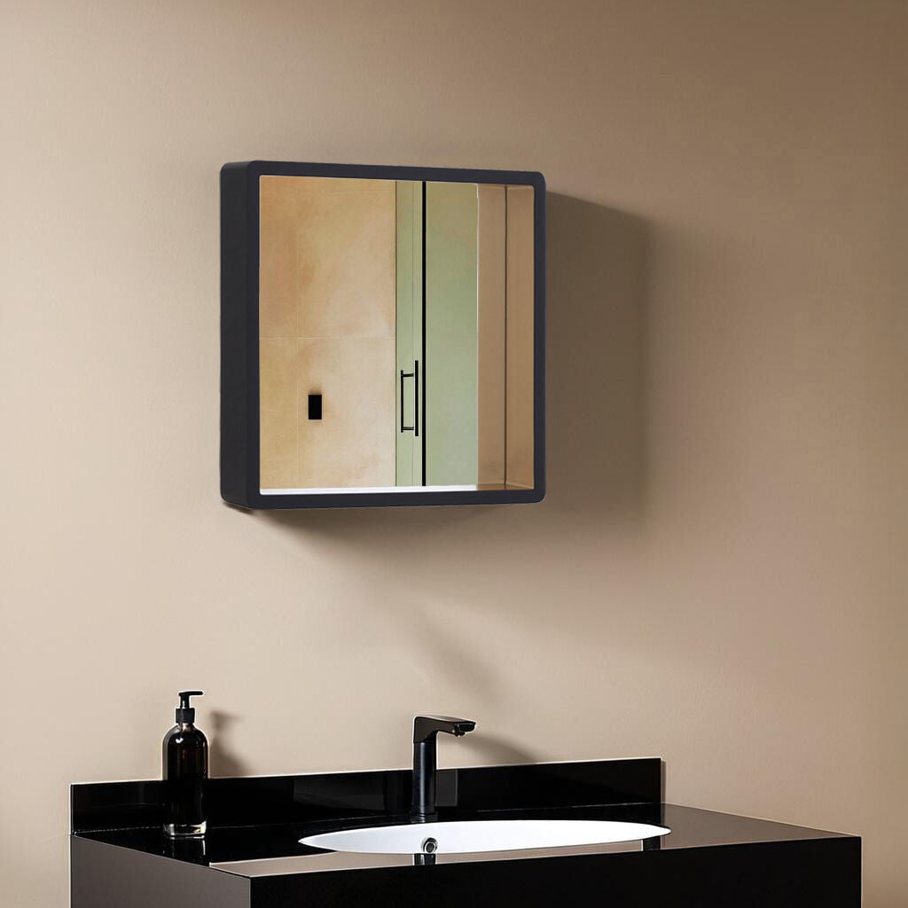 Orsina Bisha Small Black Wall Mirror with Gold Edge – Bevelled Glass