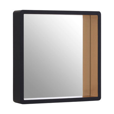 Orsina Trosa Medium Black Square Wall Mirror with Gold Inner Edge