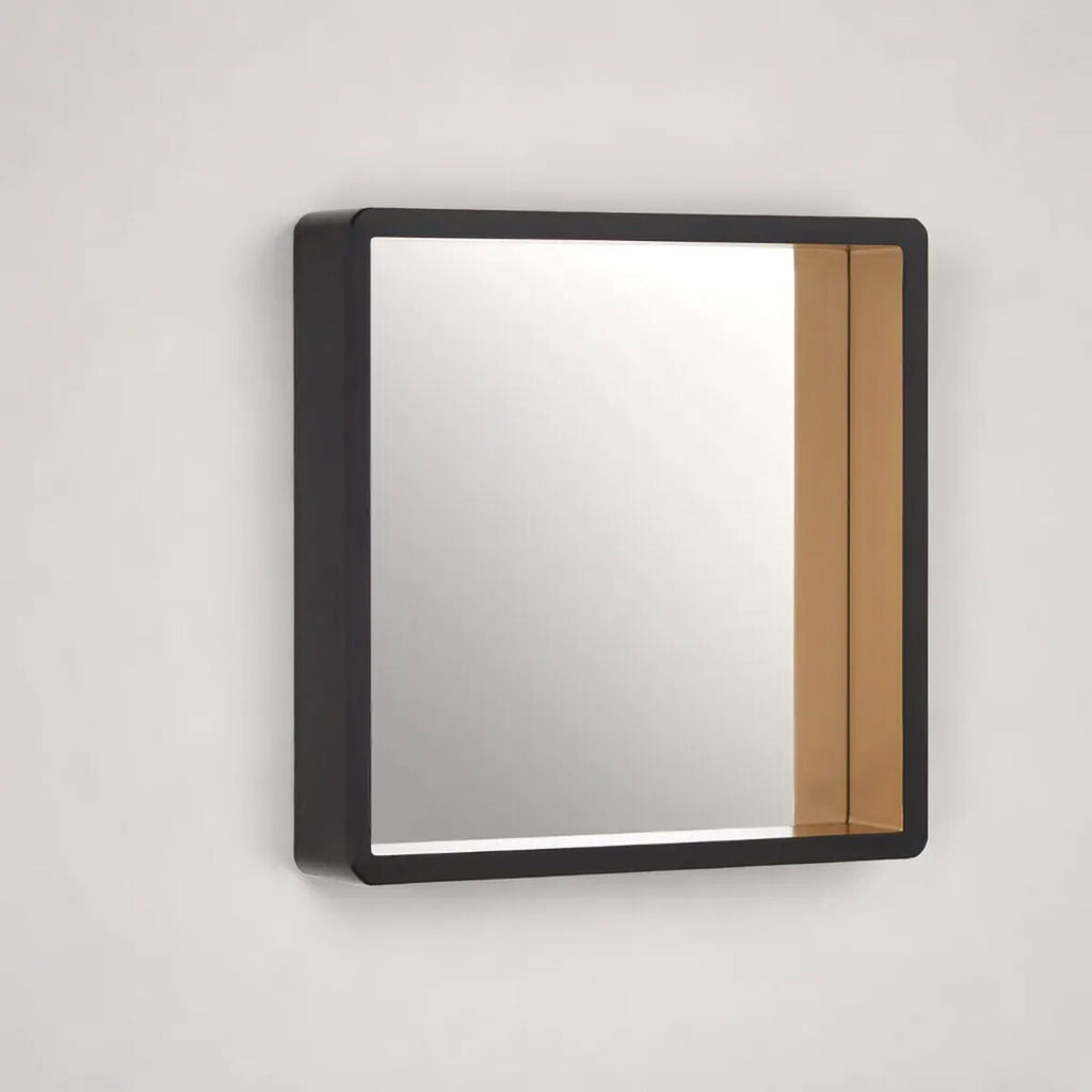 Orsina Trosa Medium Black Square Wall Mirror with Gold Inner Edge