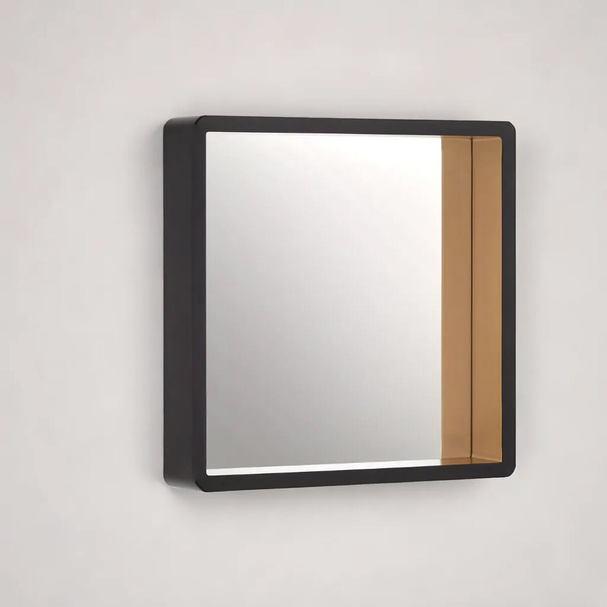 Orsina Trosa Medium Black Square Wall Mirror with Gold Inner Edge
