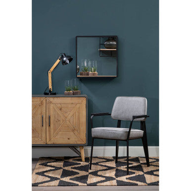 Orsina Trosa Medium Black Square Wall Mirror with Gold Inner Edge