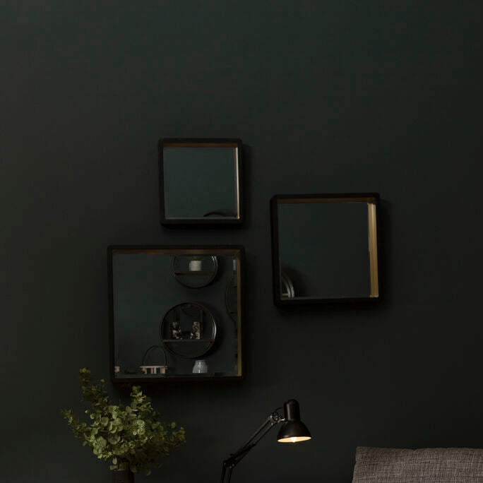 Orsina Trosa Large Black Wall Mirror with Gold Edge – Square Frame