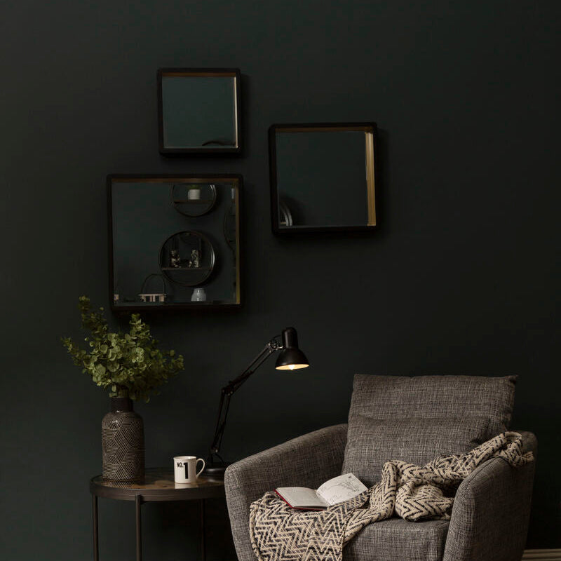Orsina Trosa Large Black Wall Mirror with Gold Edge – Square Frame