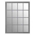 Orsina Hawthorne Antique Grey Wooden Grid Wall Mirror – 16 Panel