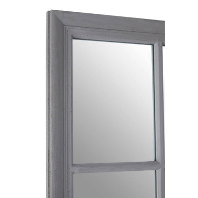 Orsina Hawthorne Antique Grey Wooden Grid Wall Mirror – 16 Panel