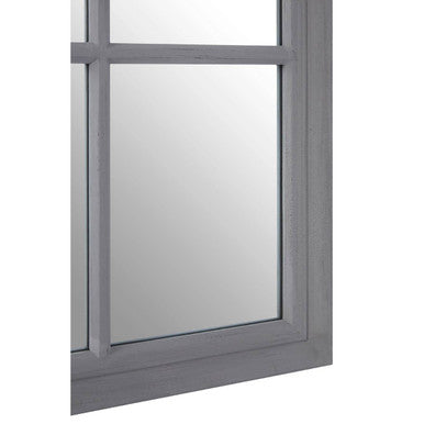 Orsina Hawthorne Antique Grey Wooden Grid Wall Mirror – 16 Panel