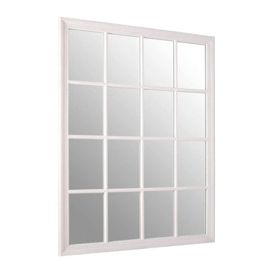 Orsina Hawthorne Grid Wall Mirror – Antique White Wooden Frame